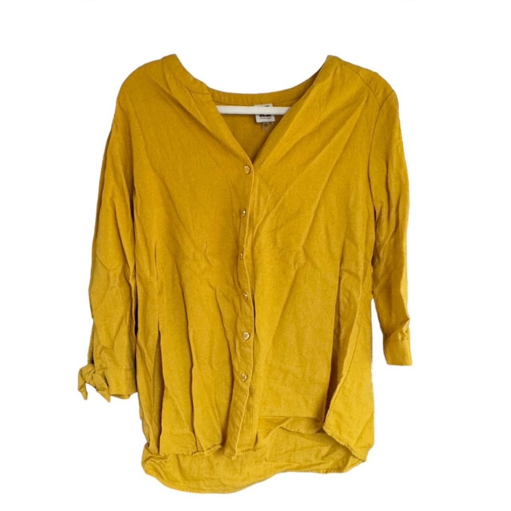 Mustard Yellow Button-Up Women Top